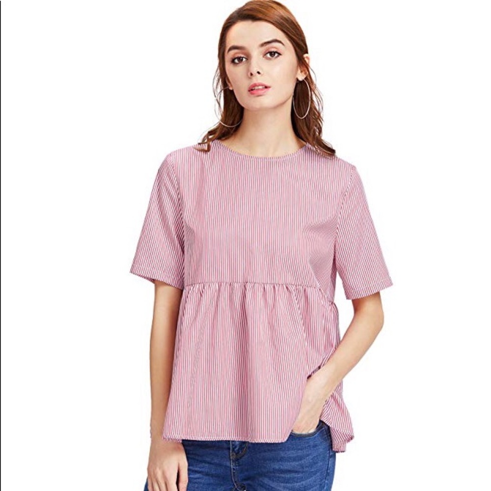 NWOT ROMWE Striped Top with Tie Back